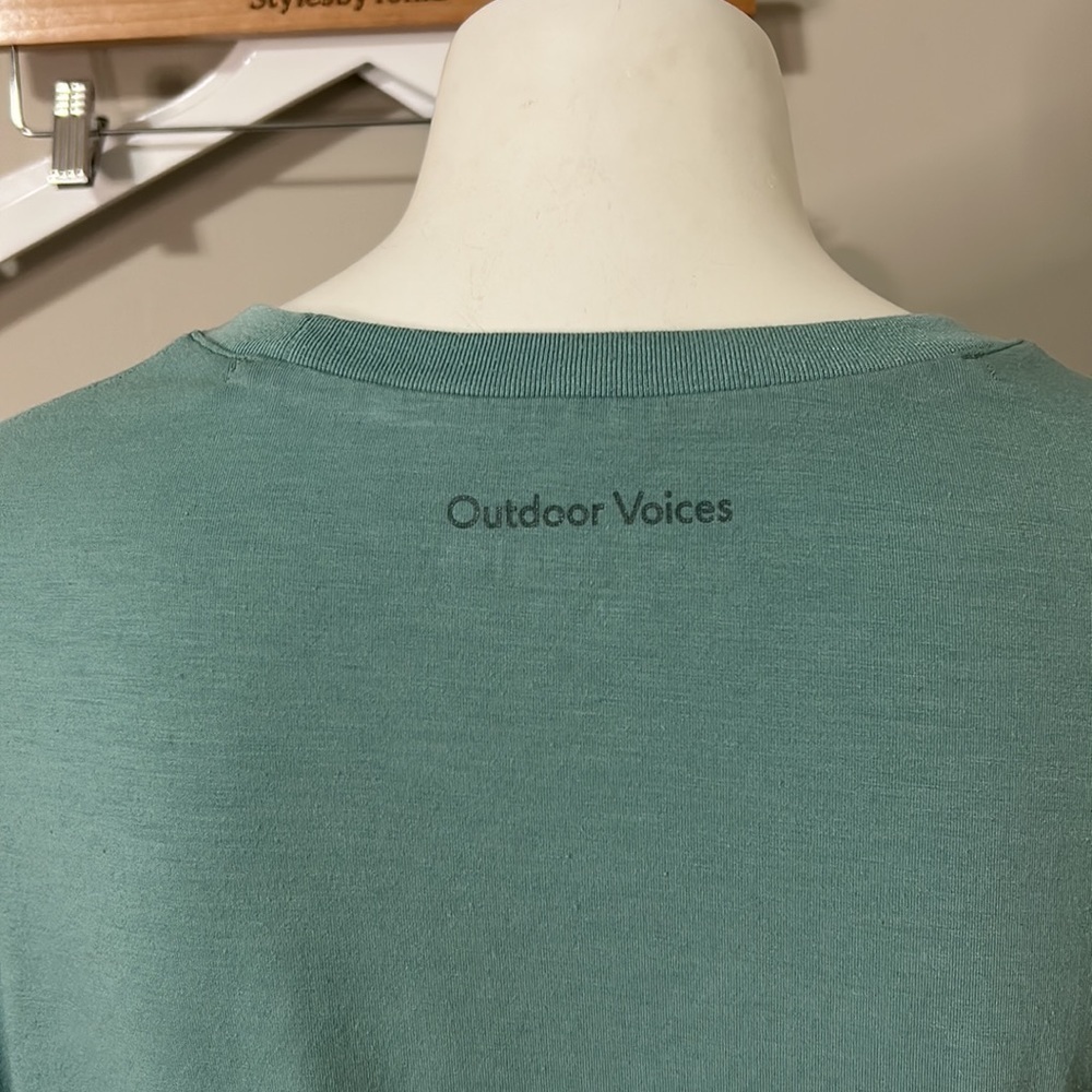 OUTDOOR VOICES Mens SUNDAY LONG SLEEVE SHIRT T-shirt Top Green Blue Sz M - Picture 6 of 8